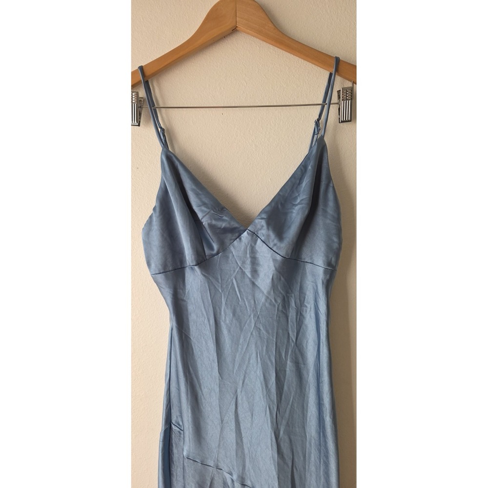 NWT Selfie Leslie Downtown Cami Strap Front Split Midi Slip Dress Blue Formal Md - Picture 5 of 12